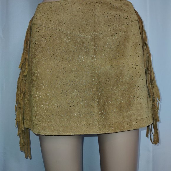 Forever 21 100% pig skin leather camel color with side fringe size S - Picture 2 of 6